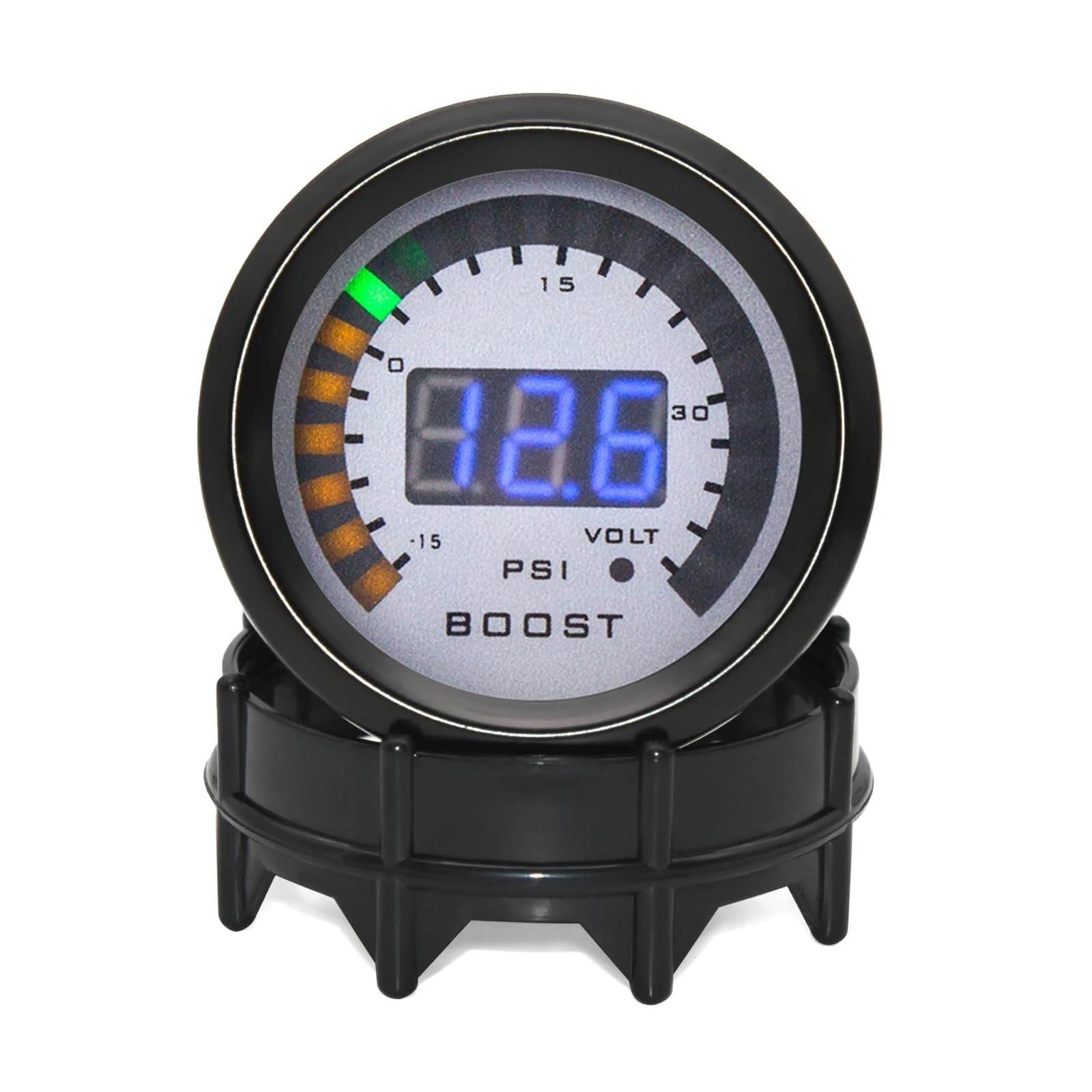Ciśnieniomierz, Wskaźnik ciśnienia doładowania HD cyfrowy PSI BAR wskaźnik Turbo Boost woltomierz 52mm 12V LED, zestaw wyścigowy Turbo regulator ciśnienia(Boost gauge bar)