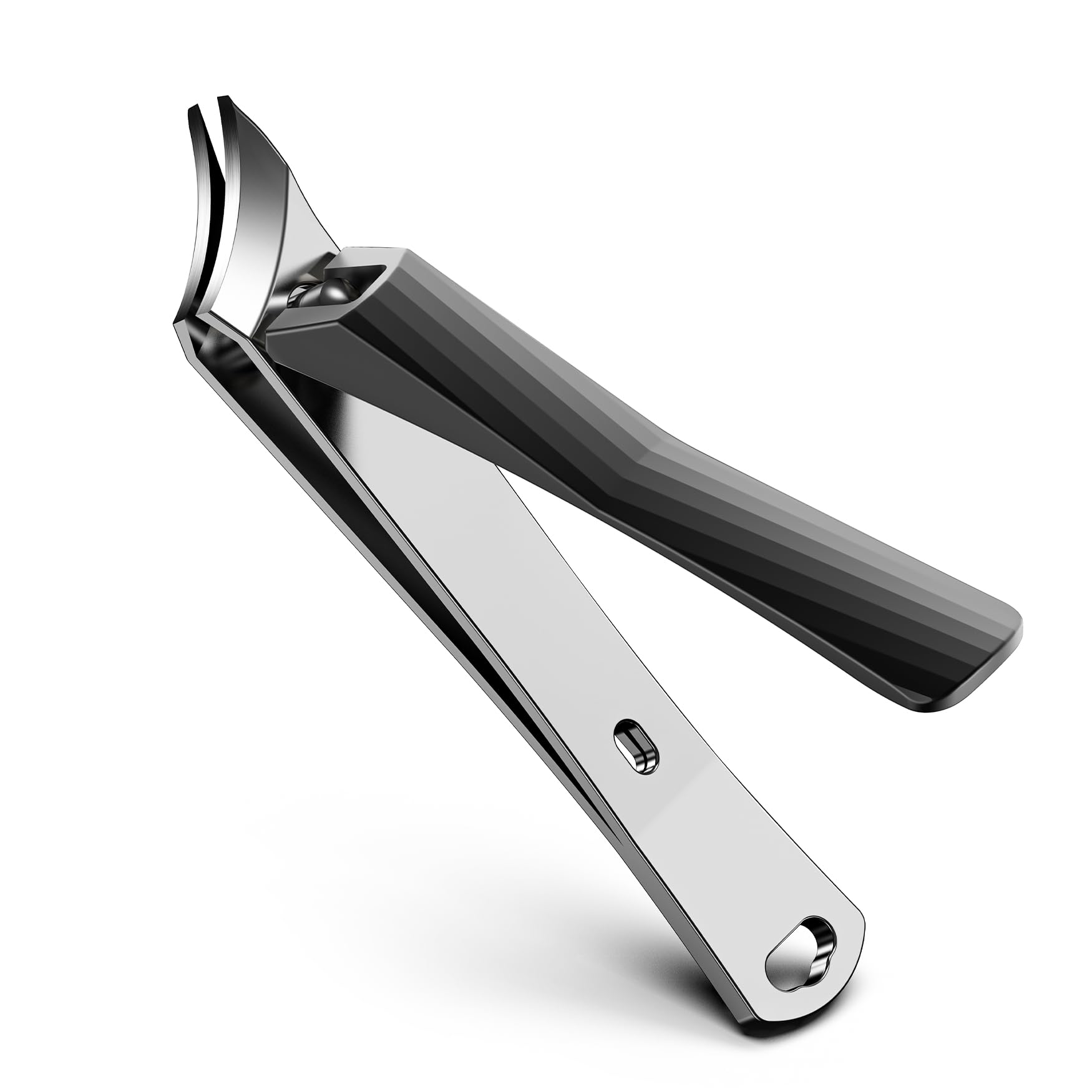 FVION Slanted Edge Nail Clippers - Angled Curved Blade Ingrown Nail Clipper for Thick Toenails, Podiatrist Toenail Clippers for Men and Women (Black)