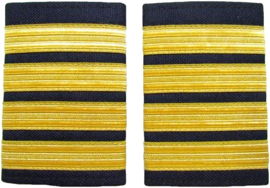 Uniform Store London Epaulette Pilot Captain First Officer 4 Bars On Navy Blue Cloth R984