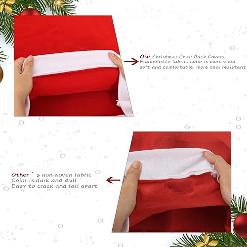 Miniatura 5 de Juego de 18 fundas navideñas para respaldo de silla, juego de 6 fundas para sillas de Papá Noel con 12 soportes para cubiertos de Navidad, fundas de