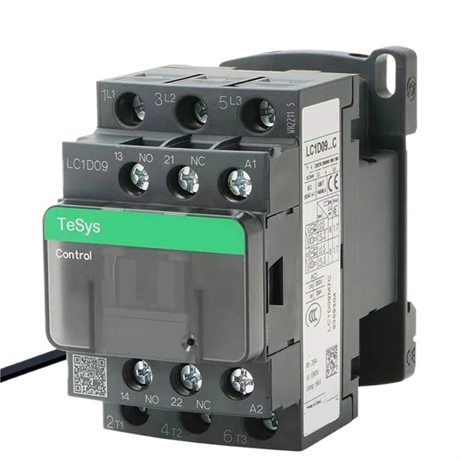 Contacteur tripolaire AC LC1D38 220V noir pour commande de moteur triphasé