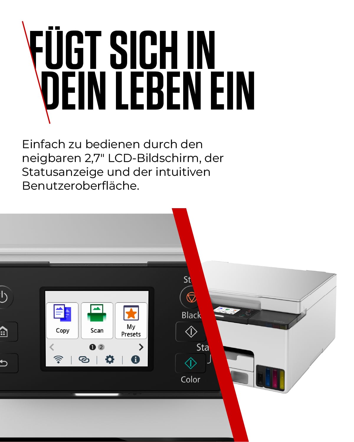 Canon MAXIFY GX1050 Tintenstrahldrucker 3-in-1 Multifunktionsdrucker MegaTank (Drucker, Scanner, Kopierer, WLAN, Cloud, Duplexdruck, 250 Blatt Kassette, Tintentank) Enthält 6 x Tintenflaschen