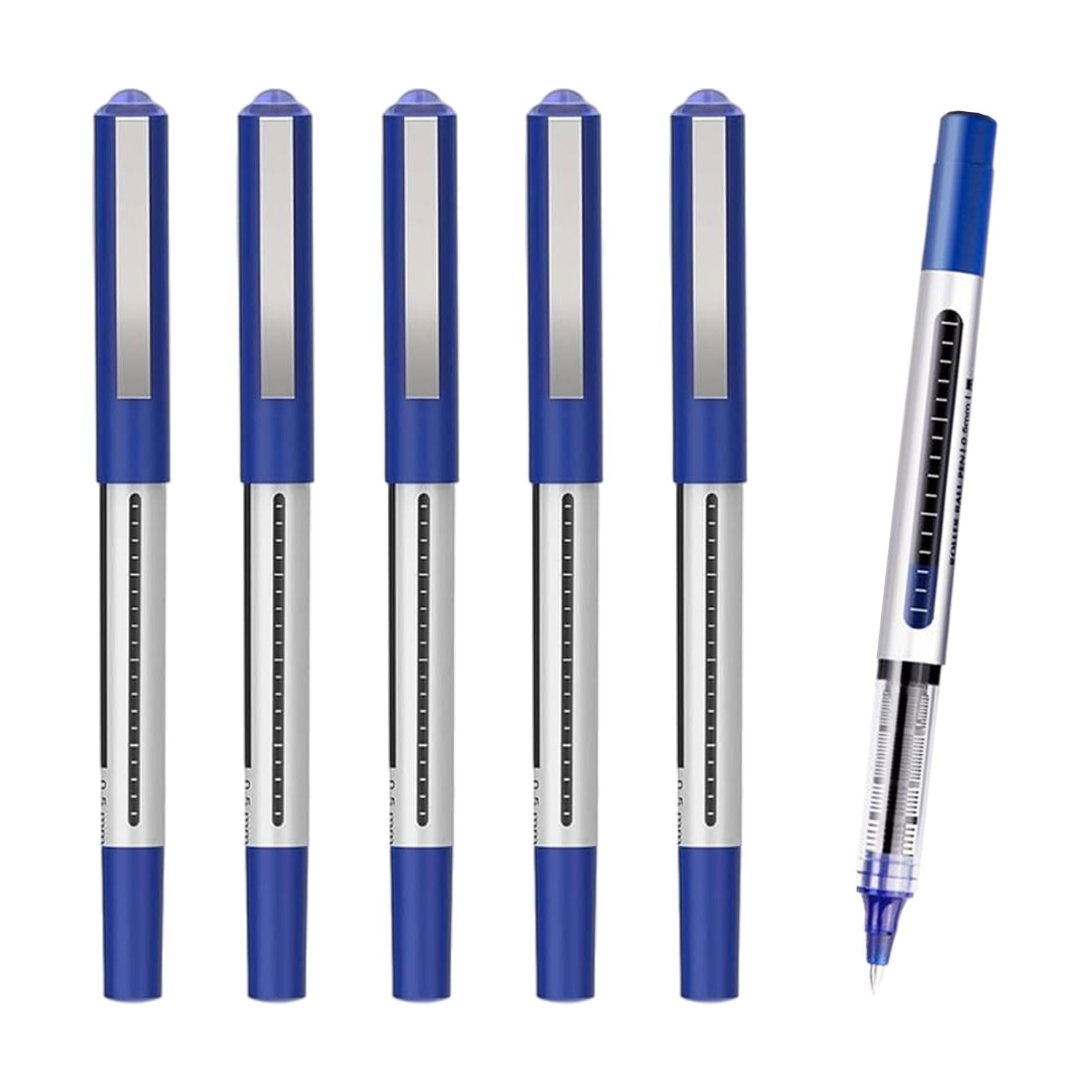 Rnigra Blue Gel Pens Set 6 Pack, 0.5mm Extra Fine Point, with Smooth Writing, Quick-Drying Blue Ink Pens for School, Office, Everyday Use, Blue Rollerball Pens Multipack
