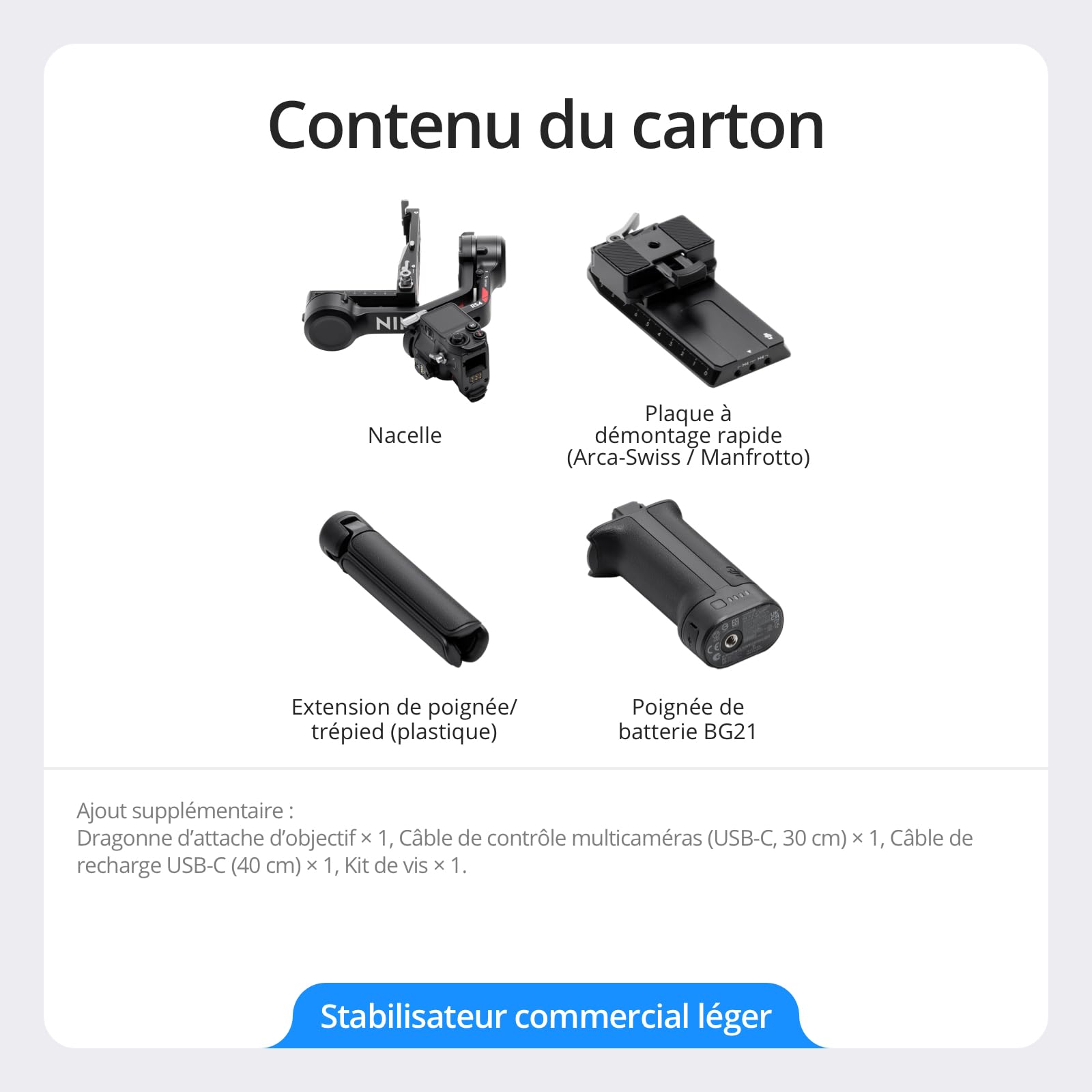 DJI RS 4, Stabilisateur Appareil Photo à 3 Axes pour Caméras DSLR et sans Miroir Canon/Sony/Panasonic/Nikon/Fujifilm, 2ᵉ gén, Prise Verticale Native, Joystick à 2 Modes, Bras en Téflon, Nacelle Caméra