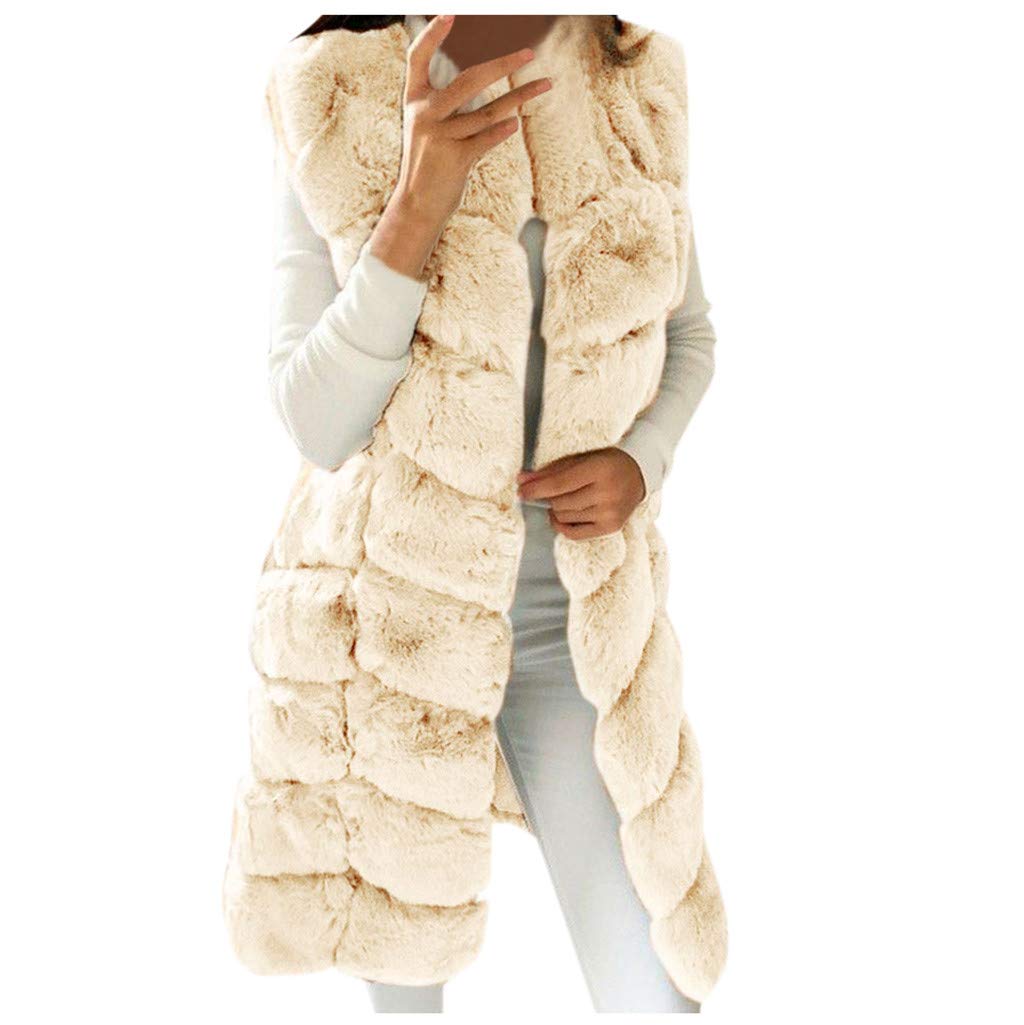 IQYU Gilet in pelliccia sintetica da donna, elegante, trapuntato, con cappuccio, in pelliccia, per autunno e inverno, caldo, in finta pelliccia