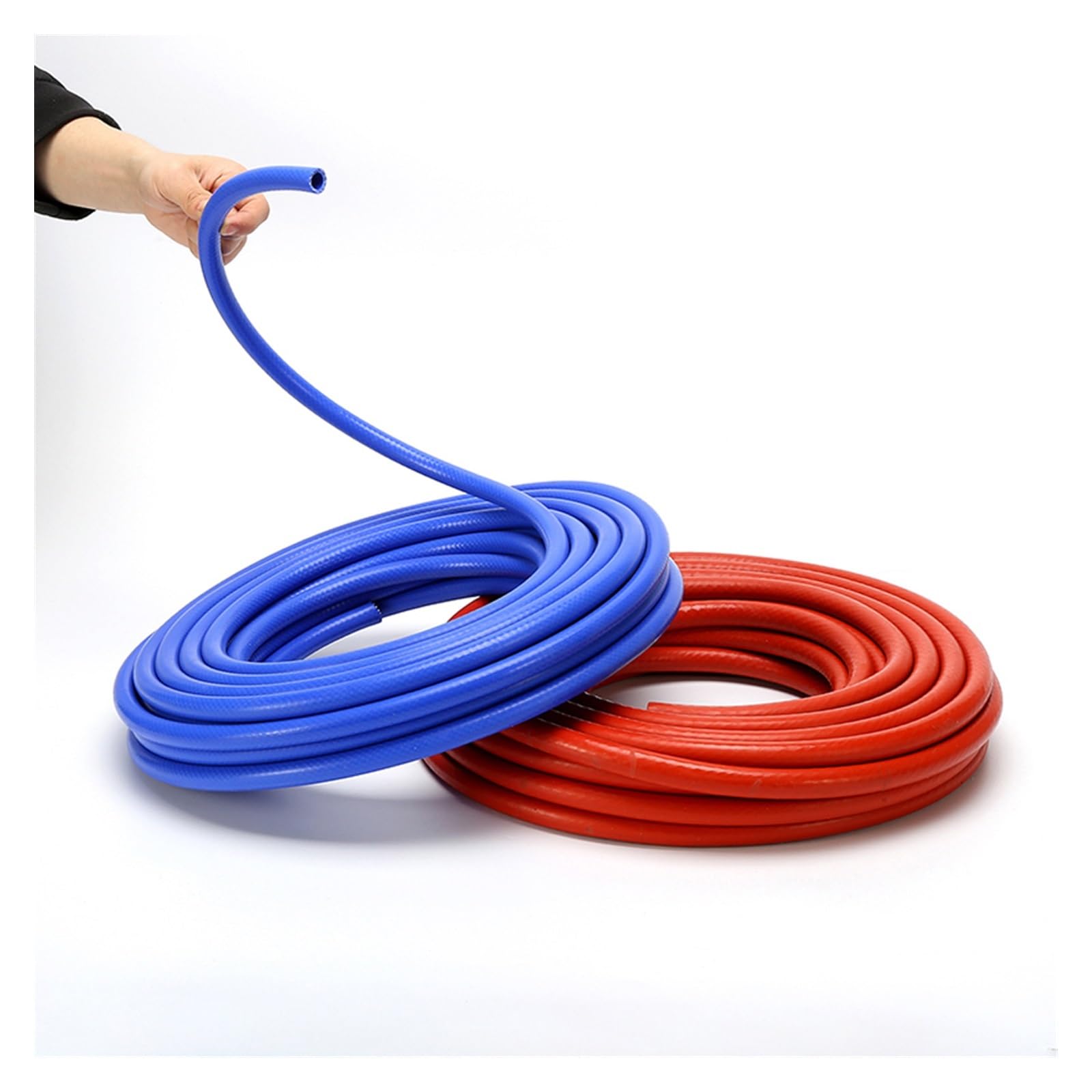 Tubo de vacío de silicona rojo/azul de 1 m y 6-32 mm de diámetro interior, manguera de goma trenzada reforzada, tubería de aire y agua, tubería de alta presión resistente al calor(Red,19x25mm