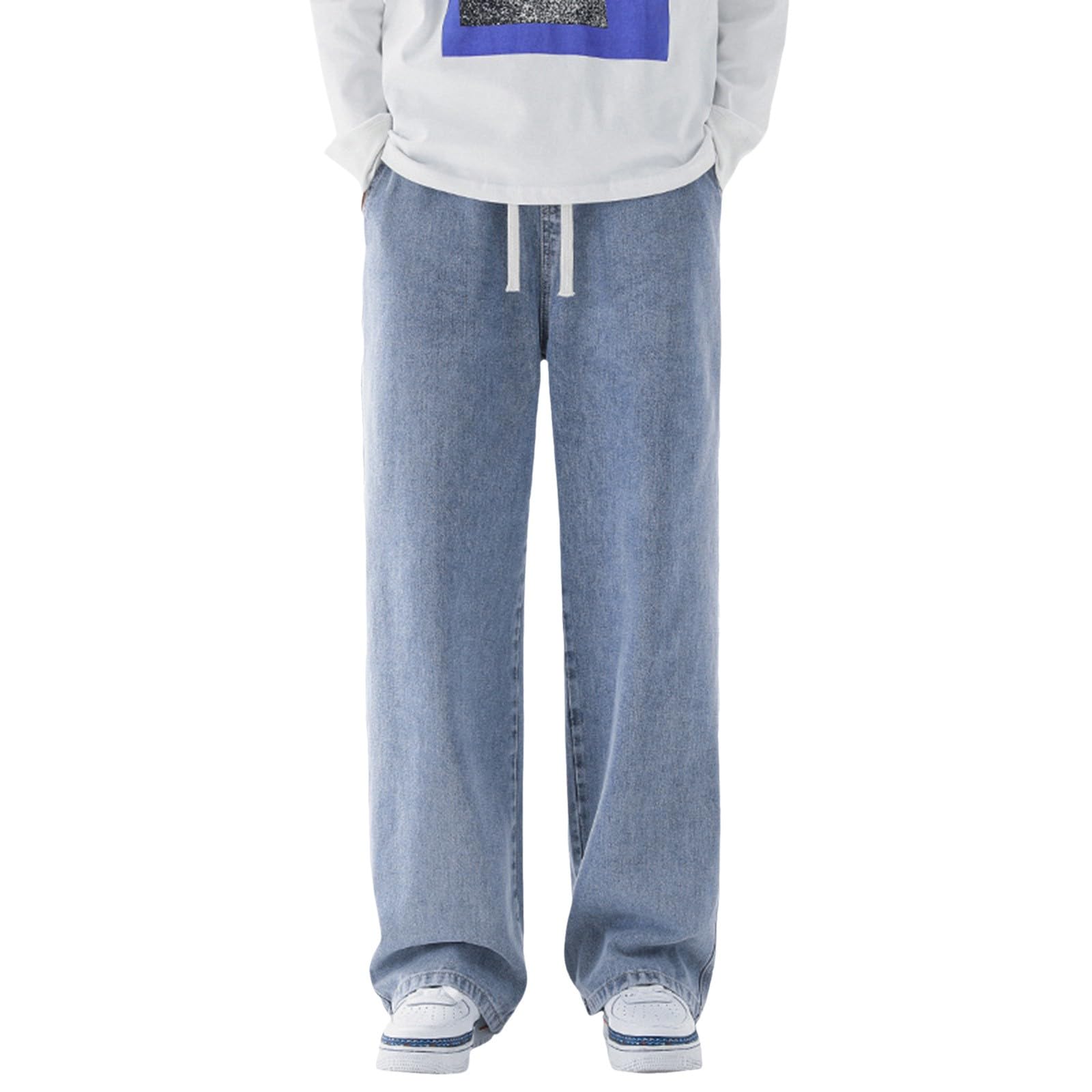 Generisch Pantaloni termici da uomo, pantaloni da neve, in pile Teddy, con calda imbottitura, gamba dritta, pile felpato, jeans termici