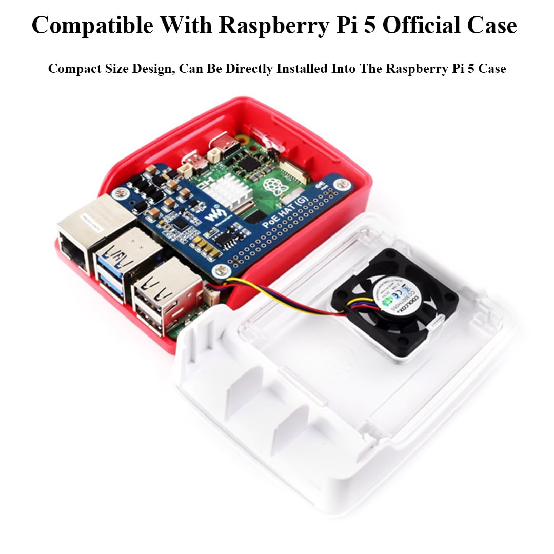 Pi5 POE HAT Board for Raspberry Pi 5, Pi5 Power Over Ethernet HAT 