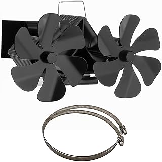 Onlynery Zasilany ciepłem wentylator do piekarnika, szybki start, 8 łopatek, podwójne silniki, wydajna cyrkulacja powietrza, energooszczędny, do palników drewna/kominka