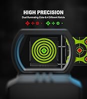 Vista 6 de Feyachi Vista Reflex Red Green Dot Optics 4 Vista de retículas ajustables con ajuste de brillo de botón