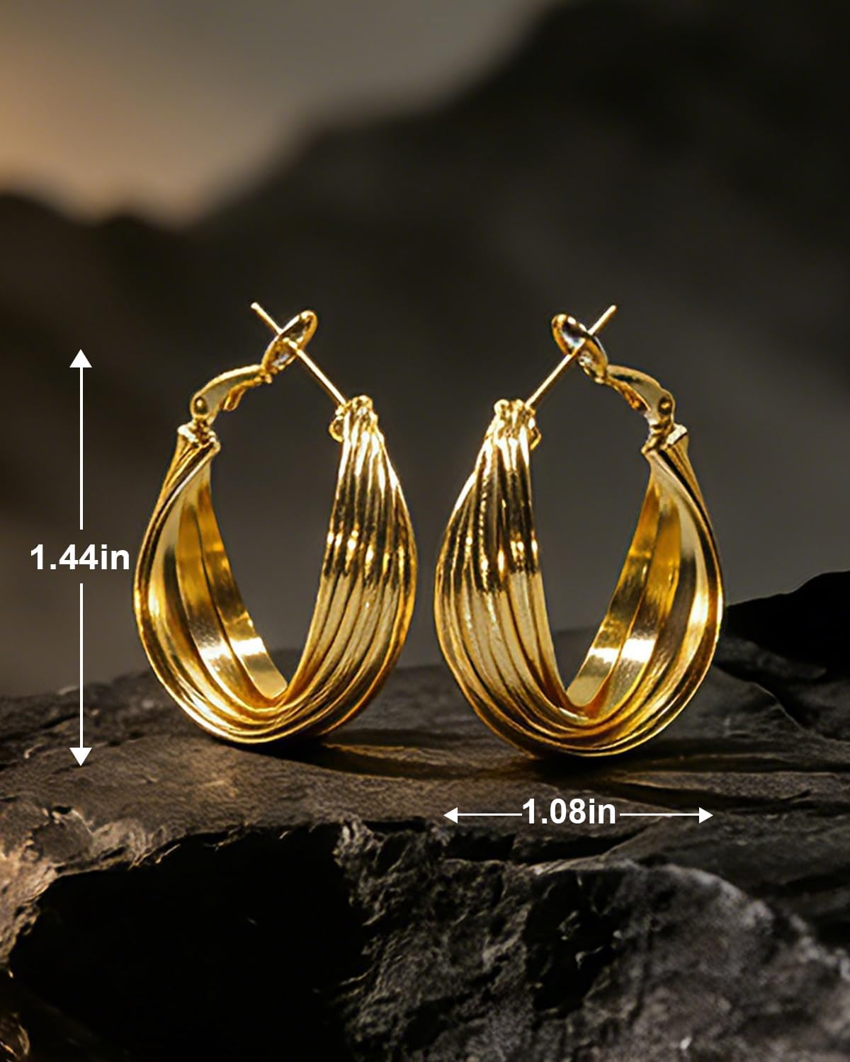 Gold Earrings for Women Trendy, Chunky Gold Huggie Stud Hoop Hypoallergenic Earrings, Jewelry Gifts for Best Friend, Valentines Day Gifts for Her - Image 6