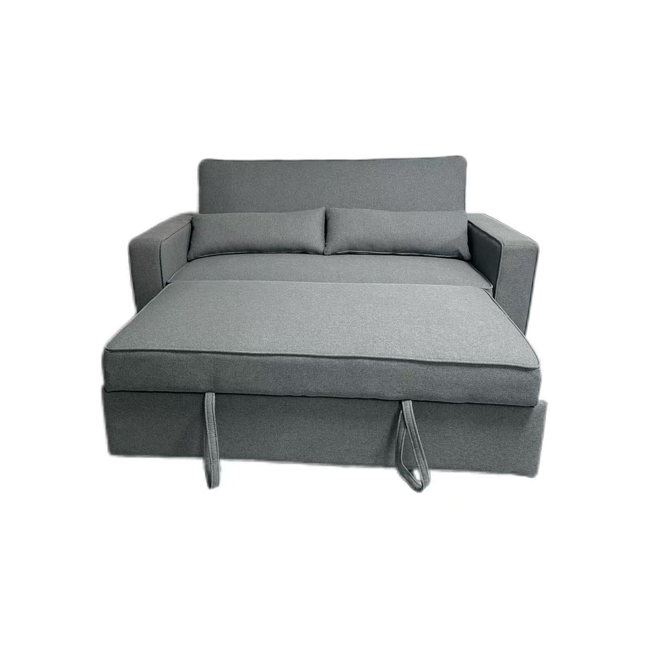 MUEBLIX.COM - Sofa Cama Almajano 2 Plazas, Sillón Cama, Cama Sofa, con Camas Extraíbles, Tejido Tela Antimanchas, Estructura Metálica y Madera, de Diseño, Color Gris