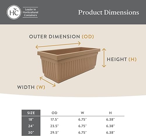 Miniatura 5 de The HC Companies Macetero Veneciano para Ventana con Tapón de Drenaje - Maceta Larga para Alféizares de Ventana, Balcones y Más - Macetas