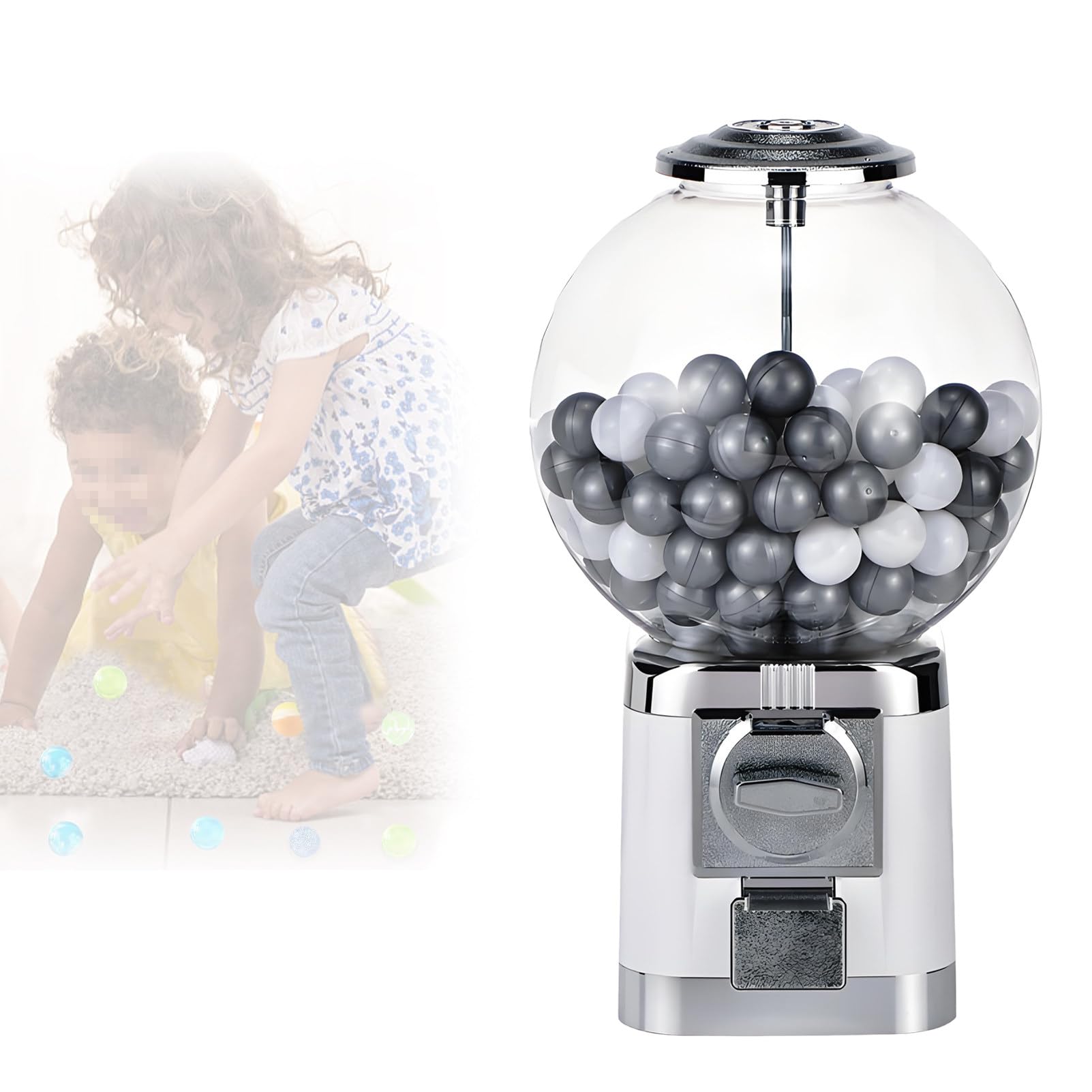 Distributeur automatique de capsules avec clé, distributeur de bonbons gumball pour centres commerciaux, magasins de détail, et plus encore, blanc