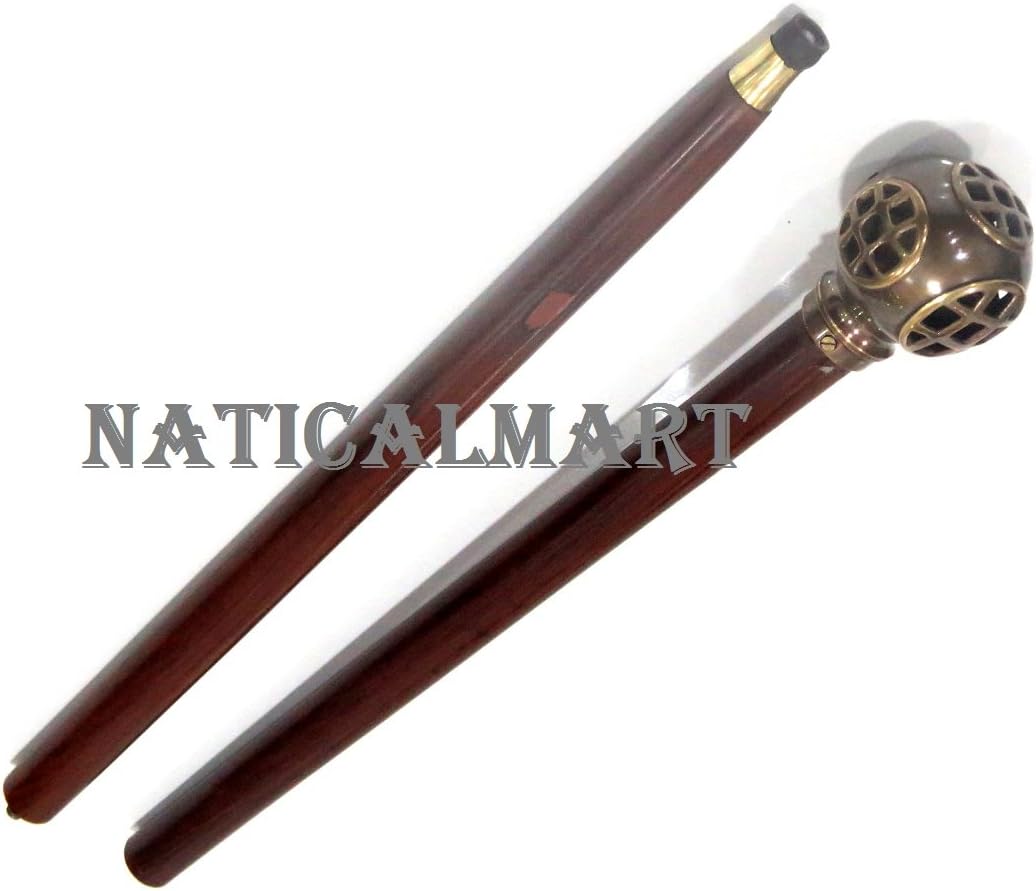 NauticalMart Brass Divers Helmet Fashion Walking Stick Gold
