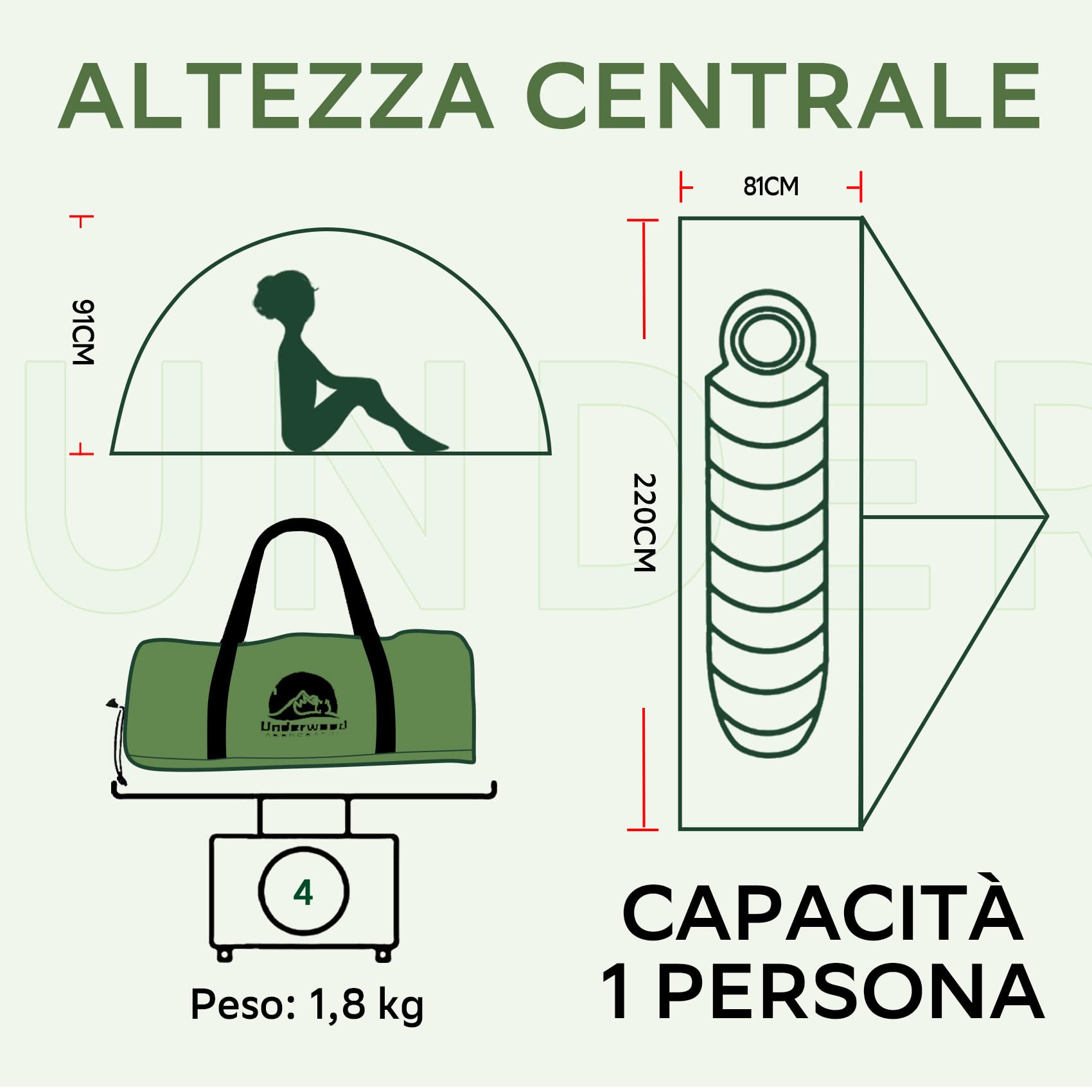 Tenda da Campeggio per 1 Persona - Tenda Impermeabile per 4 Stagioni, Tenda Ultraleggera per 1 Posti per l'inverno, Tenda per l'esterno, l'escursionismo, Il Trekking