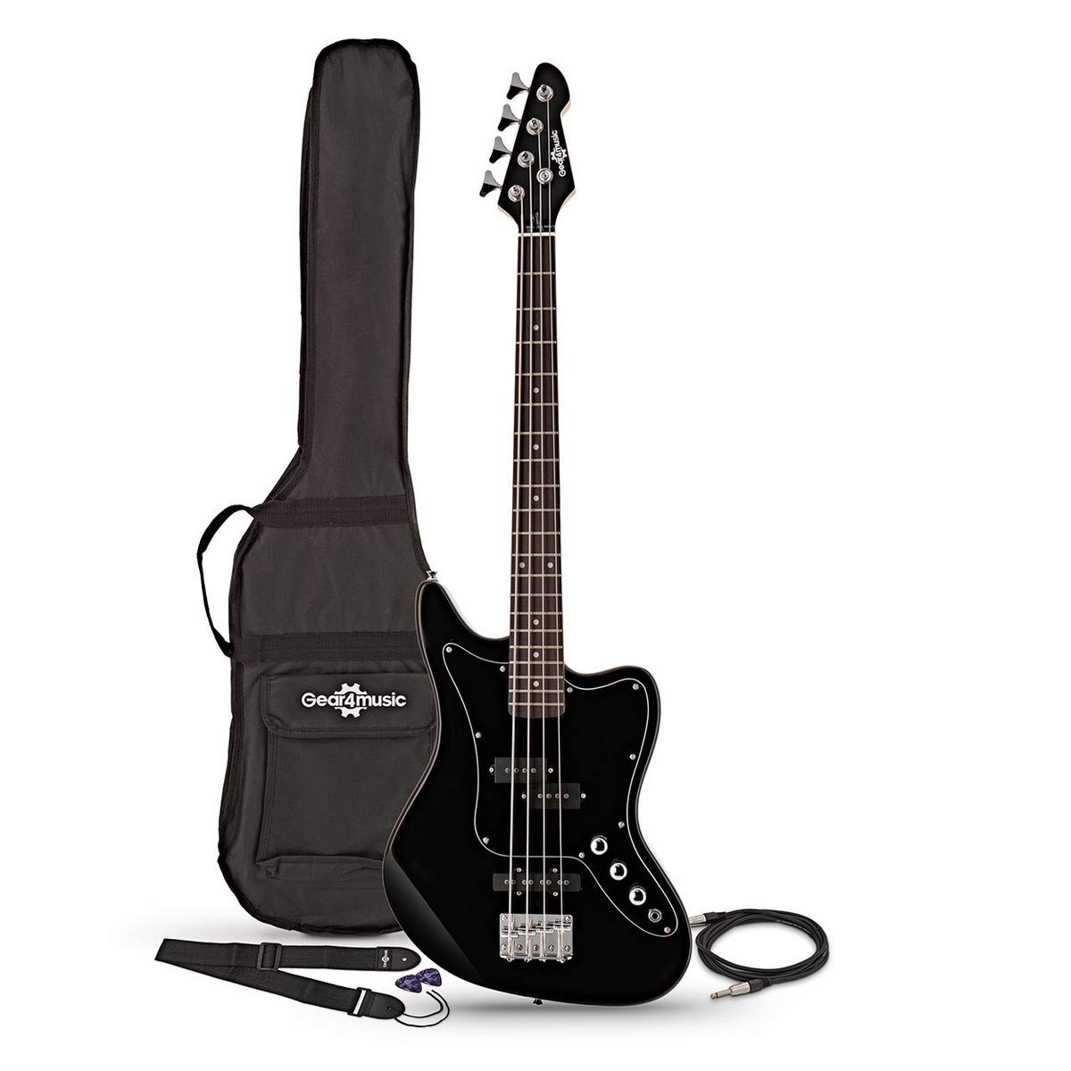 Basso a Scala Corta Seattle + Pacchetto con Amplificatore 15 W, Nero