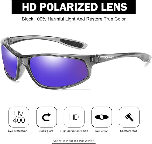 Miniatura 33 de FAGUMA Gafas de sol deportivas polarizadas para hombres, ciclismo, conducción, pesca, protección UV400 Z1 Negro+azul