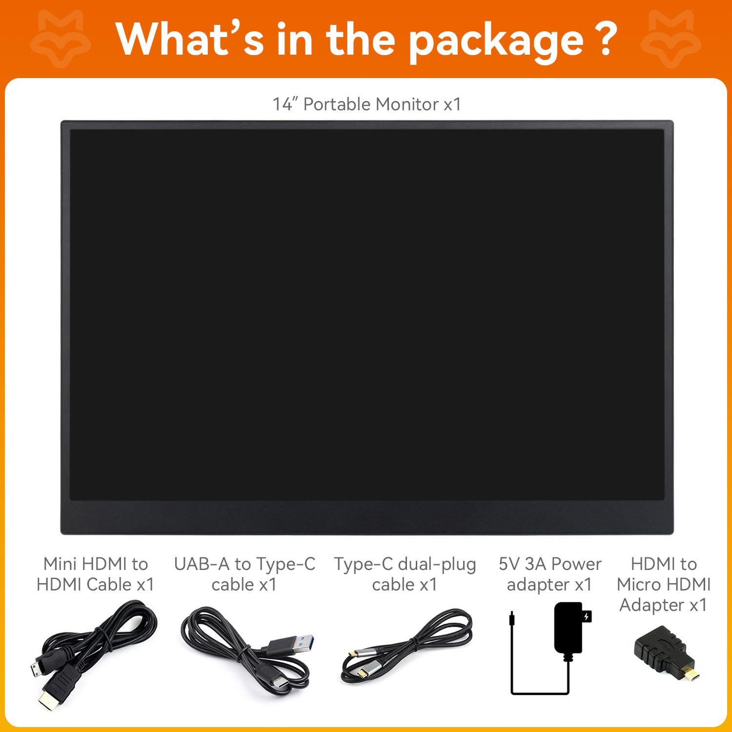LUCKFOX 14" Portable Monitor with Stand - Plug&Play 1920x1200 WUXGA FHD Ultra Thin/Light USB-C HDMI Second Monitor 178° Viewing Dual-Track HiFi Speaker for Raspberry Pi/Jetson/PC/Game Console/Phone