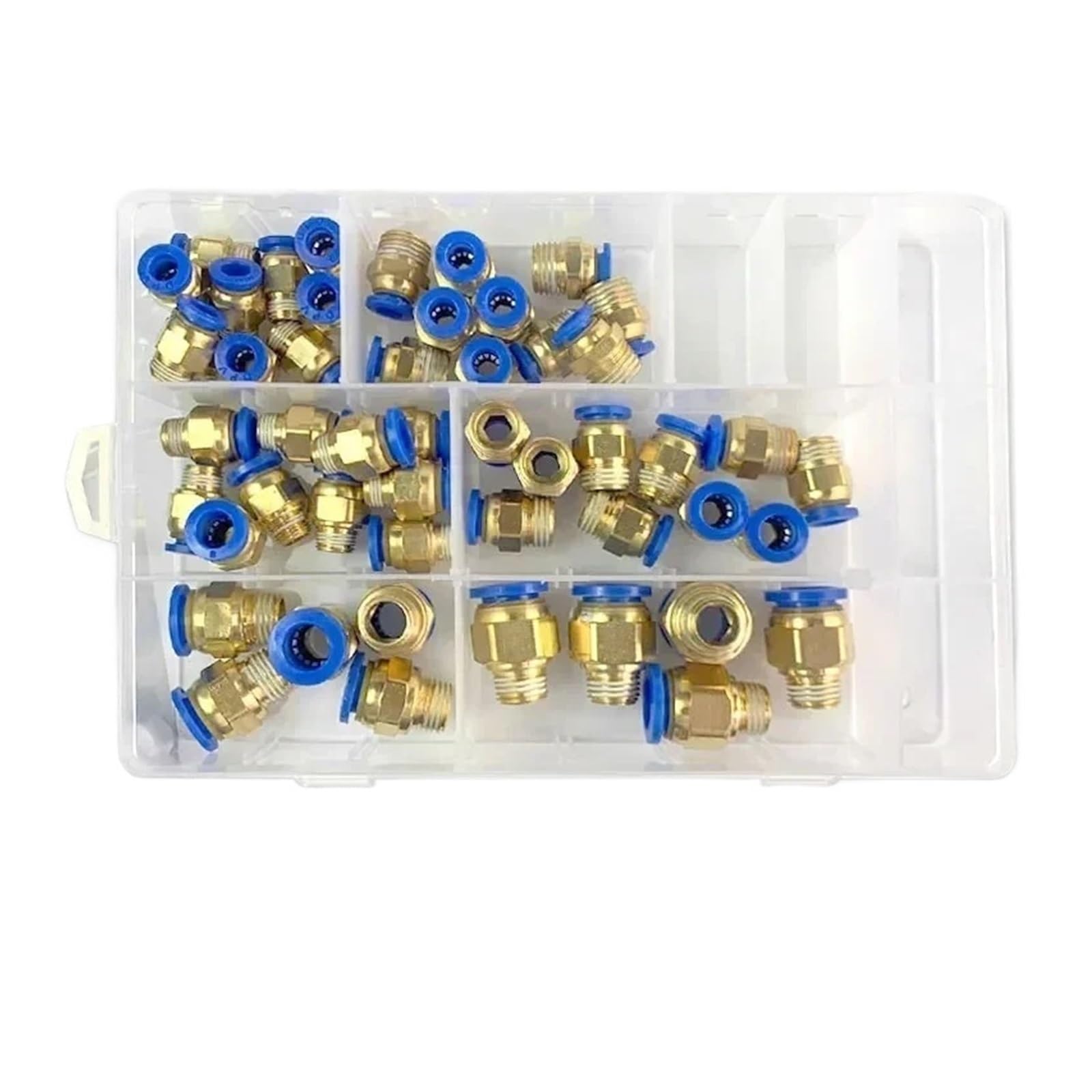 Raccords pneumatiques en boîte série PC, 4 mm, 6 mm, 8 mm, 10 mm et 12 mm, for tuyaux et tubes, 1/4" et 1/8", à enclenchement rapide.(B kit (50pcs))