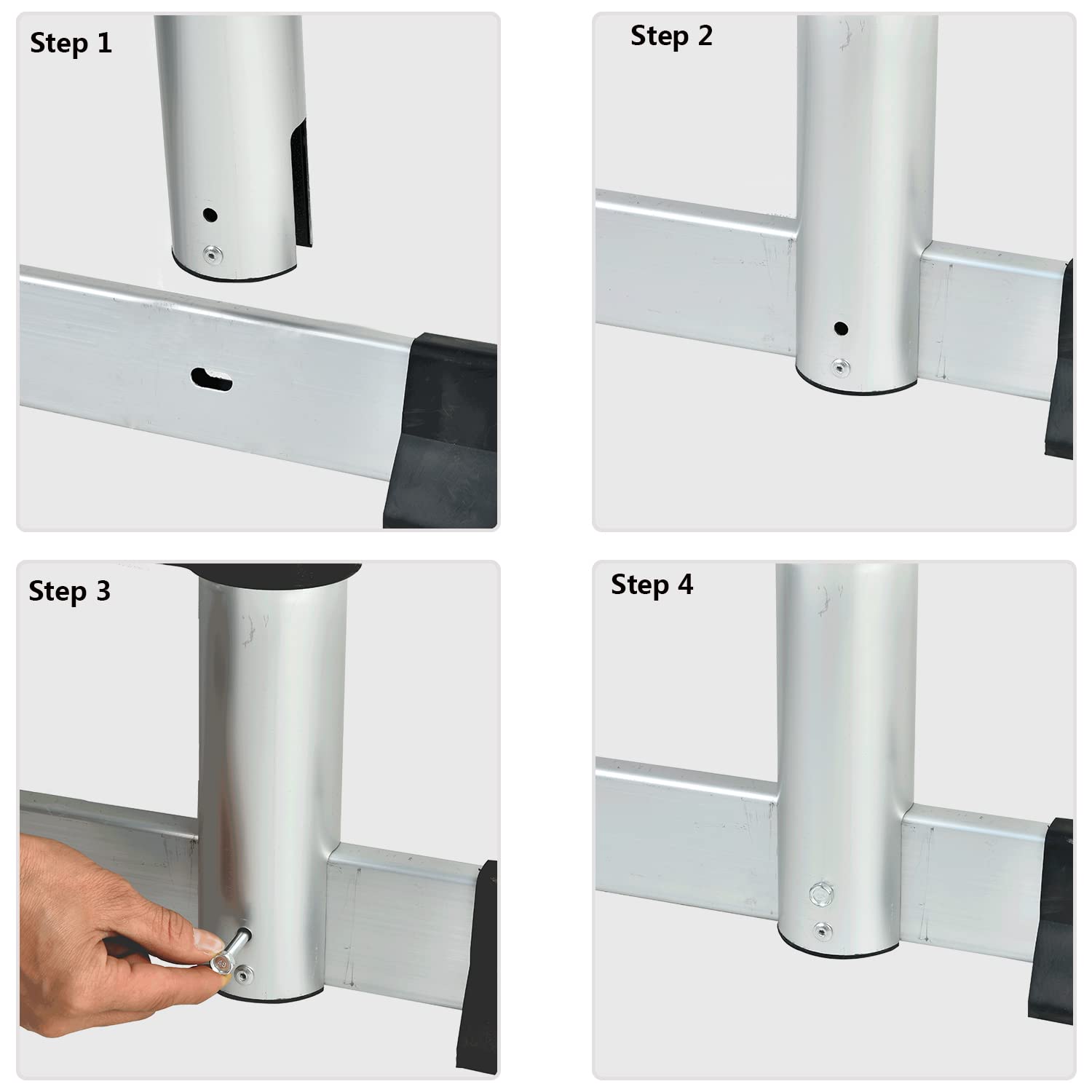 3,8M Teleskopleiter mit Stabilisator, Rutschfester Klappleiter Aluminium Ausziehleiter Mehrzweckleiter, 150 kg Belastbarkeit