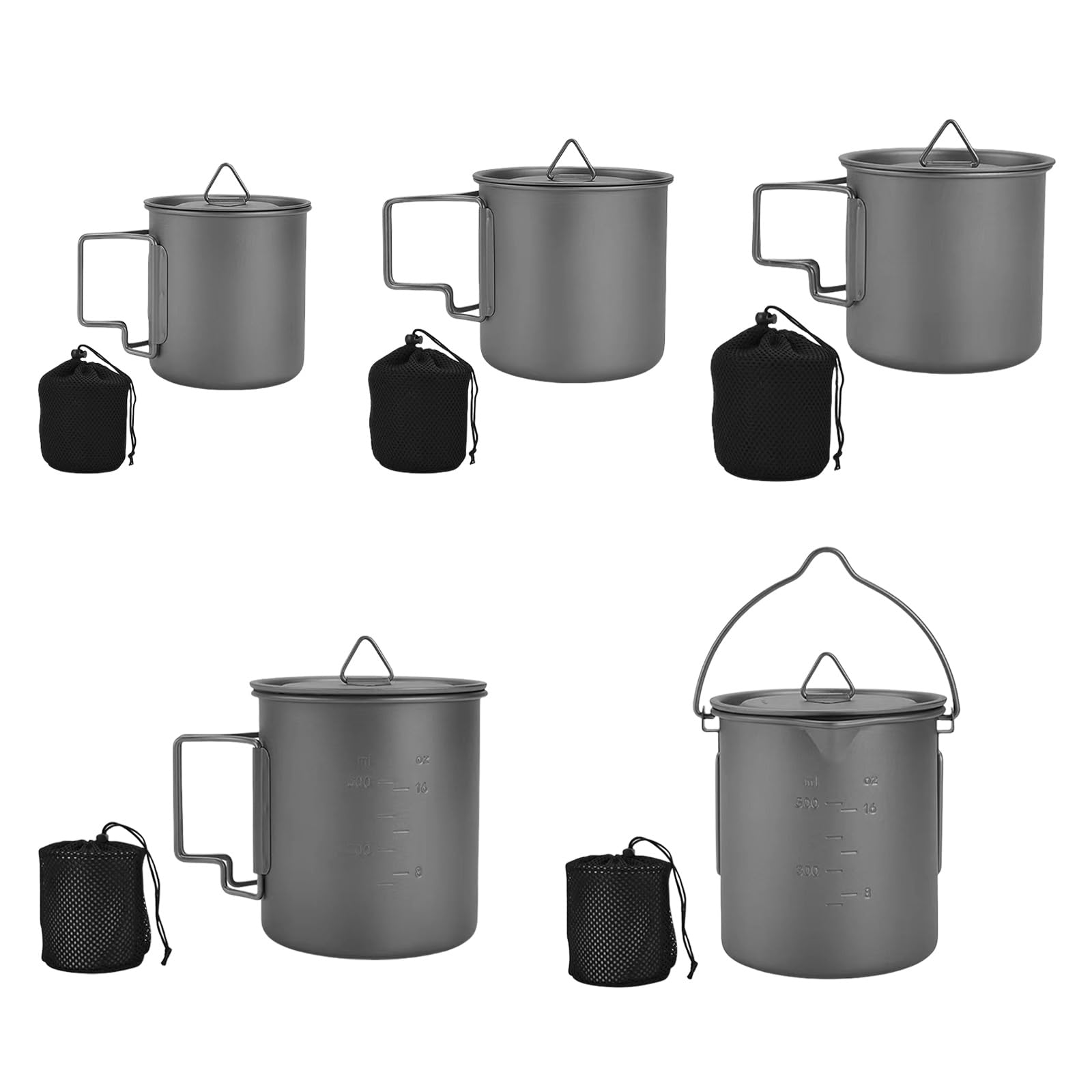 Taza de café de camping con taza de metal ligera plegable pequeña olla de camping para excursiones al aire libre