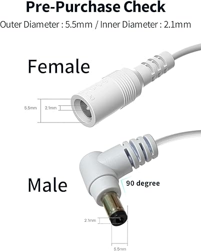 Miniatura 2 de Tonton Cable de extensión de alimentación de CC 4M 13.12FT 0.217 in x 0.083 in 5521 90 grados de ángulo recto hembra a CC macho Cable adaptador de