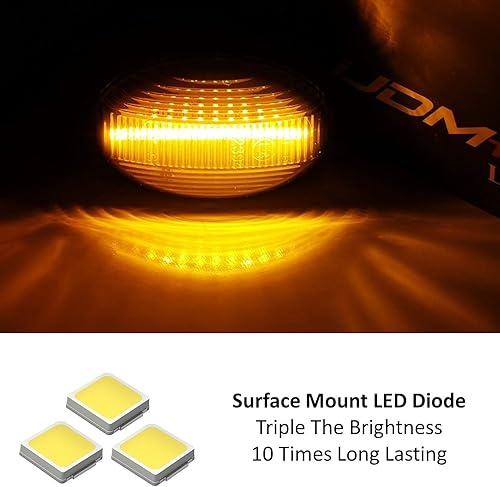 Miniatura 2 de ijdmtoy (2) Lente Ahumada 12-SMD ámbar completo LED marcador lateral lámpara montaje para 2003-up Mercedes-Benz Metris Vito Viano citan V-Class