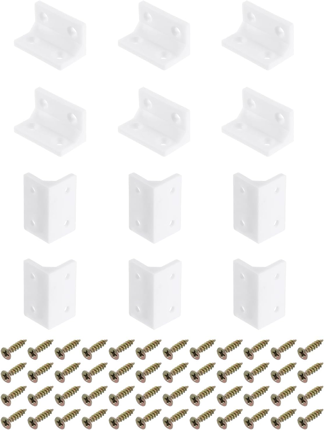 uxcell 8Pcs 90 Degree Plastic Corner Braces, 22x38x22mm Nylon Shelf Right Angle Brackets with Screws for Cabinets, Cupboards (White)