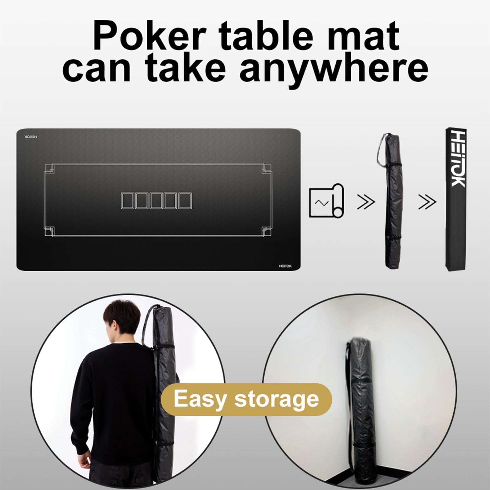 HEITOK Tapis Poker 6 Joueurs Antidérapant Texas Holdem Blackjack Casino