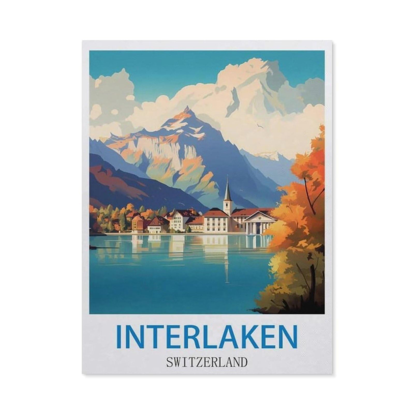 BEAYODKP 5D DIY Full Round Drill Diamond Painting，Interlaken Switzerland