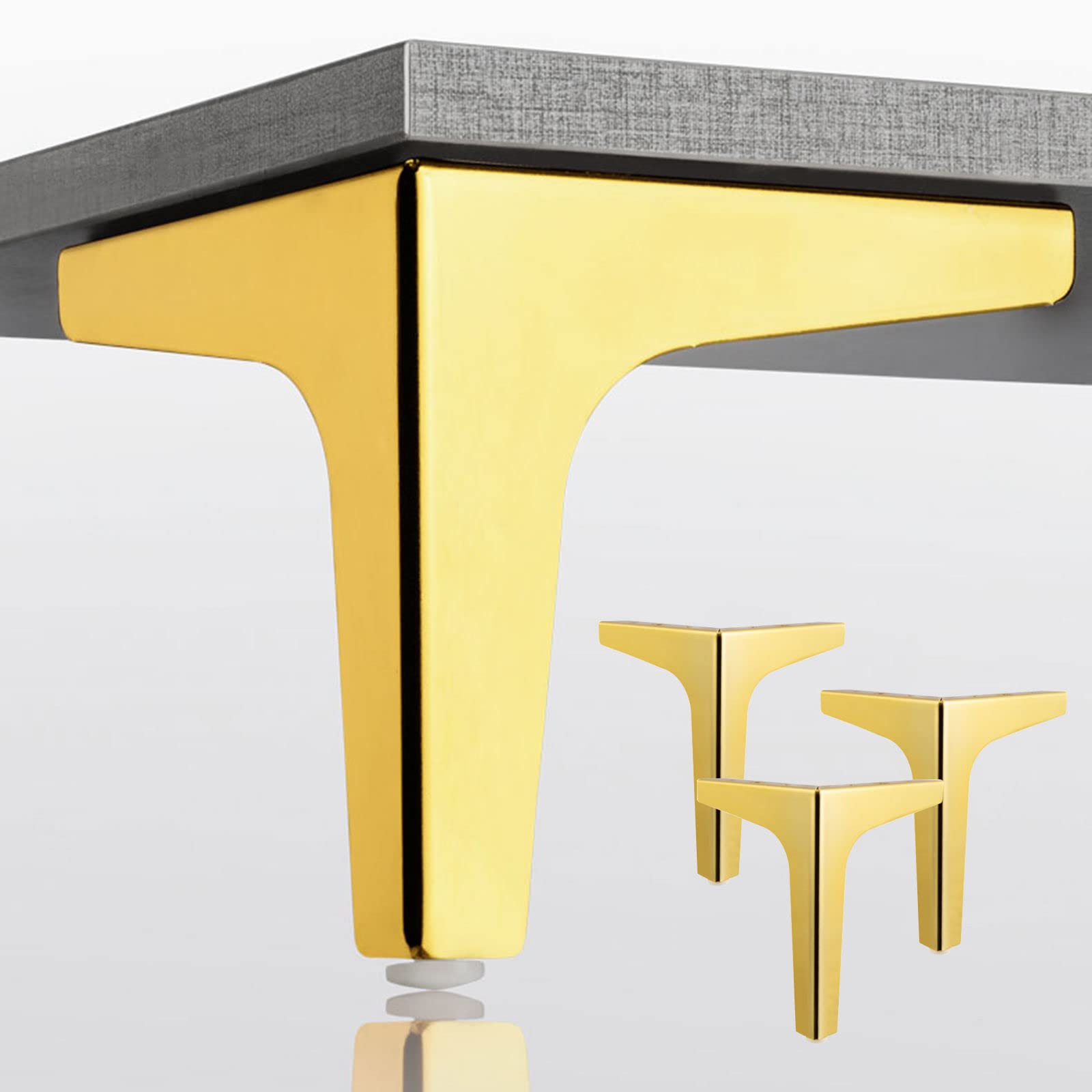 Patas de soporte de mesa y sofá para solucionar balanceos, 4 piezas de acero negro