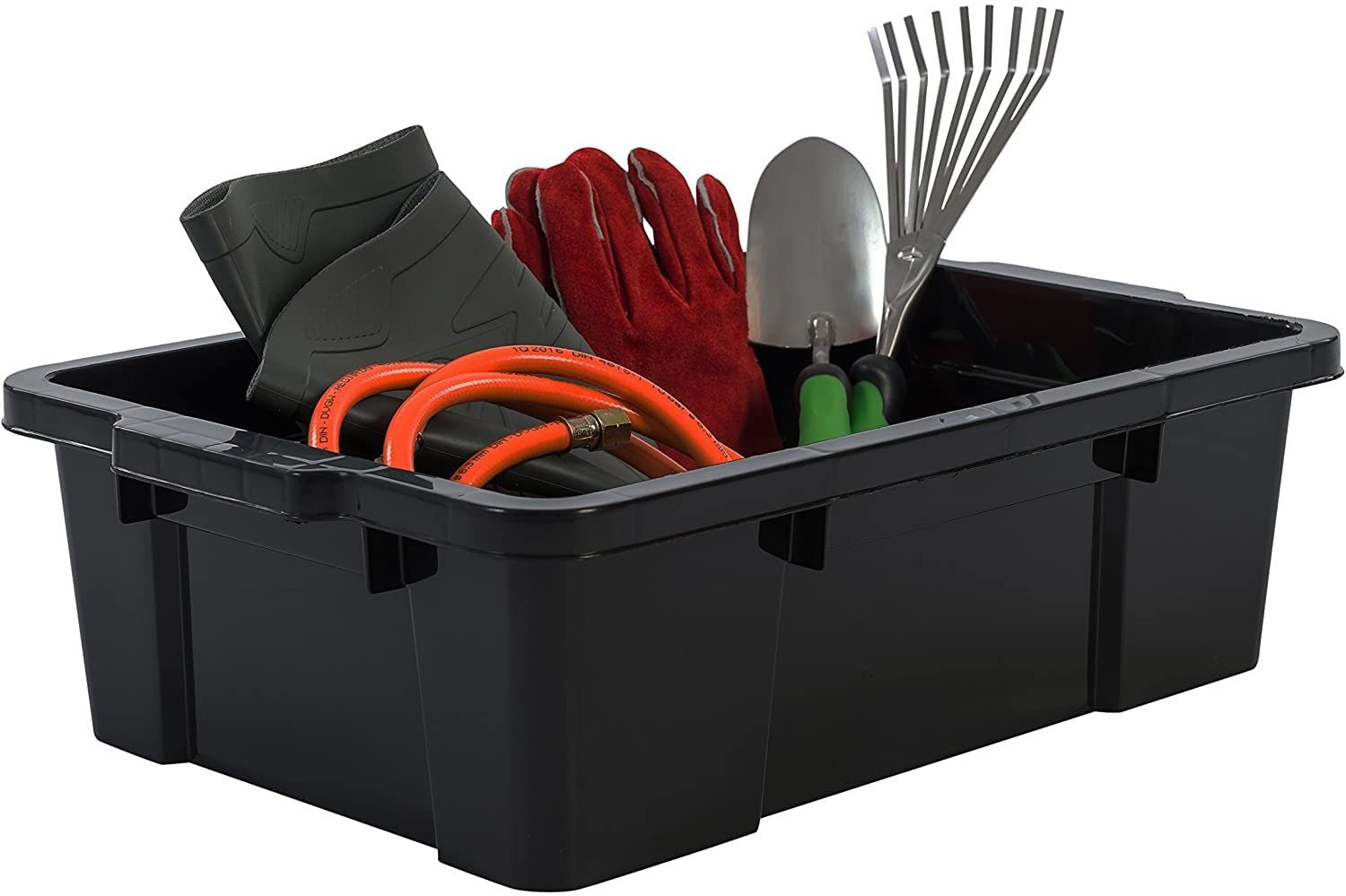 Iris Ohyama, Boîtes de rangement plastique avec couvercle et fermeture à Clips, 25L, Lot de 3, Empilables, Emboîtable, Sans BPA, Grenier, Cabanon, Garage, Garage, SK-230, Noir