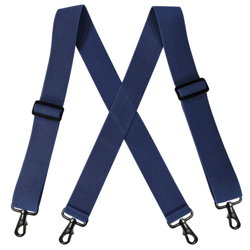YYKSYDPT 2Inch Heavy Duty Braces for Men, Work Suspenders with Hooks Mens Braces for men Trousers Outdoor (Navy blue)