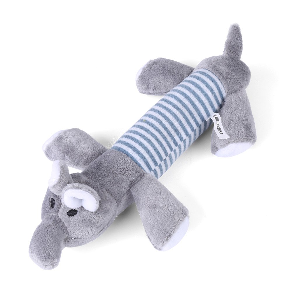 Fdit Dog Squeaky Toy Dog Soft Plush Toys with Squeaker Hide Chew Toy for Puppies and Small Dogs Cats Medium Sized Pet(Elephant)