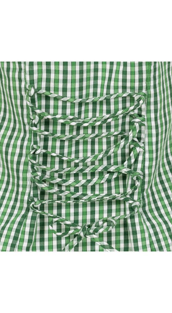 Nübler Trachtenbluse Damen - Kurzarm, kariert mit Häkelborte im traditionellen Stil - Moderne bayrische Tracht, Natascha Grün Weiß