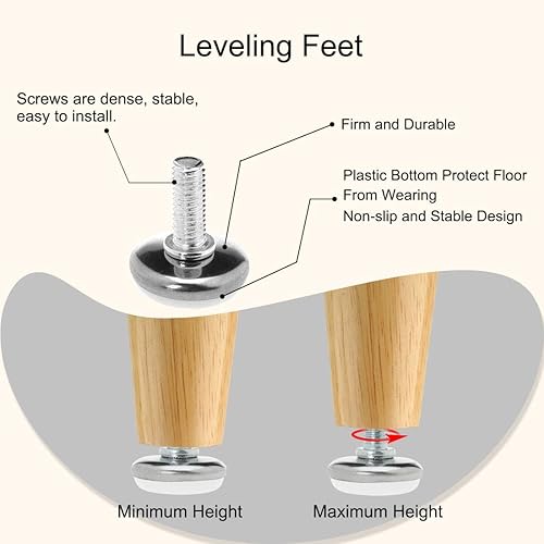 Miniatura 4 de uxcell M8 x 0.984 x 1.181 in Tornillo en muebles Pies niveladores antideslizantes Protector de piso Nivelador ajustable para silla Pierna de máquina