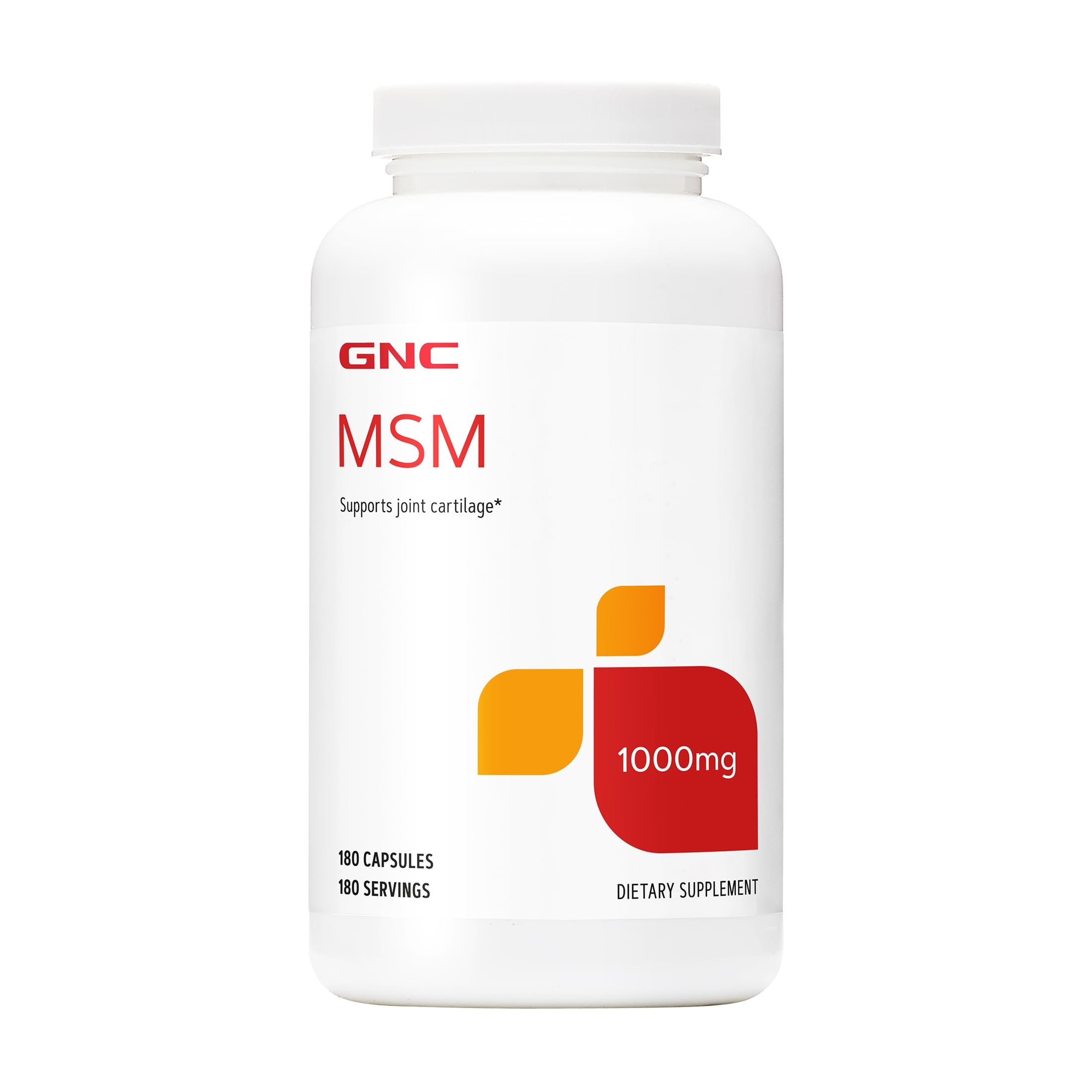 GNC MSM 1000mg Supplement, Supports Healthy Joint Cartilage, 180 Servings 180 Count (Pack of 1)