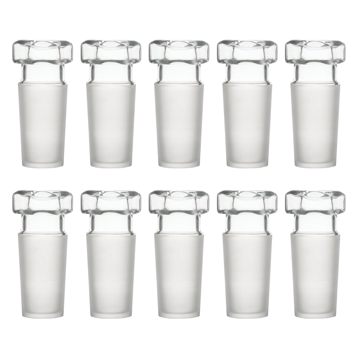 XCD Hex Head Hollow Glass Stopper, 10 Pack Hexagonal Head Glass Hollow Stopper with Closed Bottom Lab Glass Stopper for 24/40 Standard Outer Joint