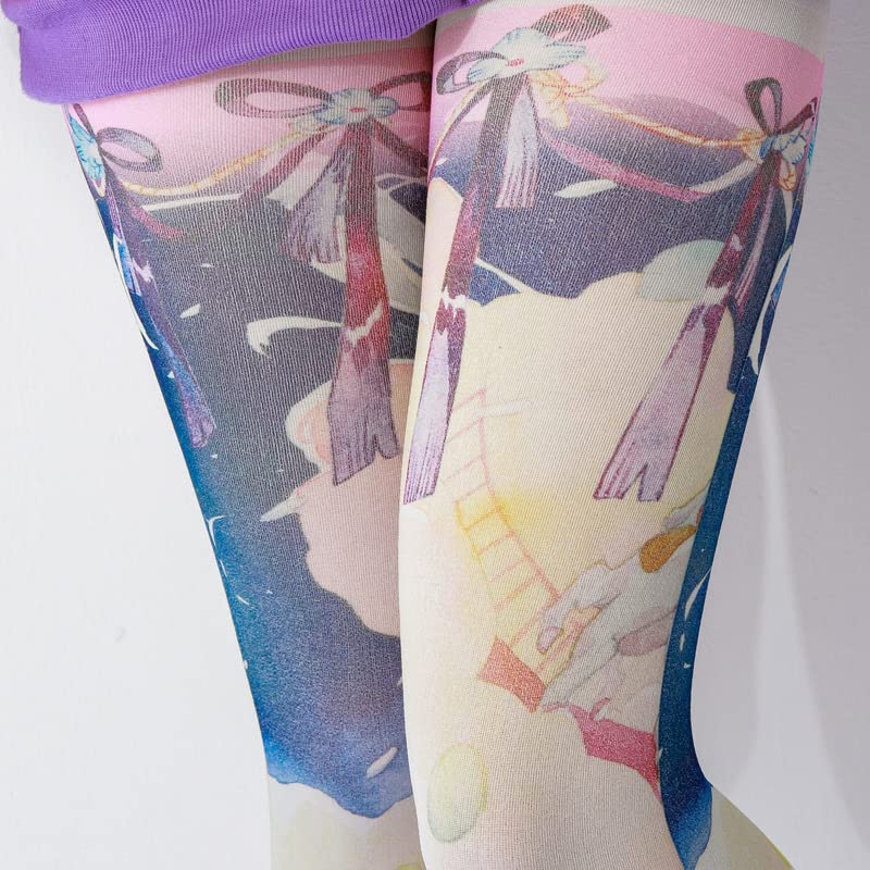 Image of Sahabowi Women's Sheer Tights, Digital Print Designs Stockings