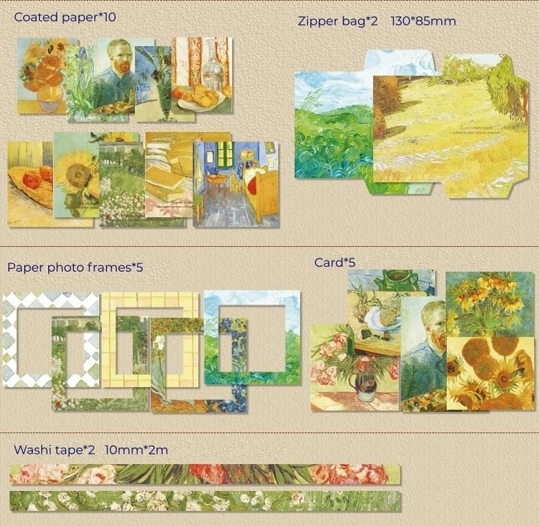 Image of VOTDOT (346Pcs) Paper Junk Journal & Scrapbook Kit, Scrapbooking Supplies Kit with Creative Decor Journaling Supplies, Stationery, Stickers, A6 Grid Notebook with Graph Ruled Page Gift for Girl (VD Yellow )