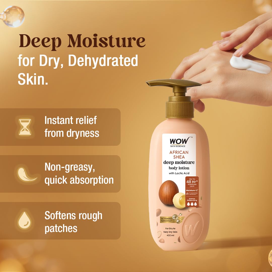 WOW Shea Butter and Cocoa Butter Moisturizing Body Lotion, Deep Hydration, 300ml
