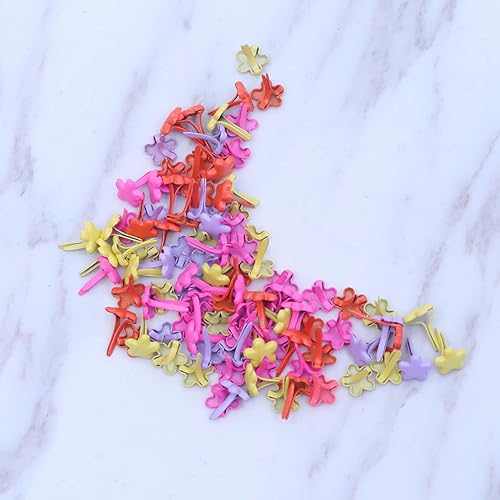 Miniatura 5 de Cabilock Manualidades 100 piezas de clavos de flores para manualidades de papel, bricolaje, mini sujetadores de papel, accesorios para álbumes de