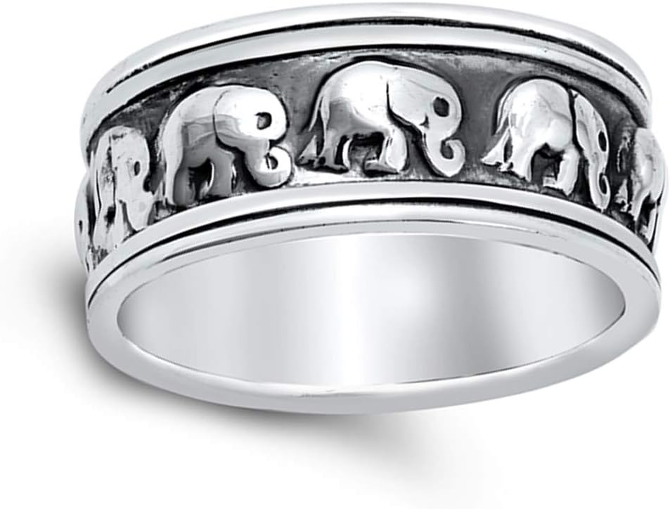 Classic Repeating Elephant Animal Ring New .925 Sterling Silver Band Sizes 6-11