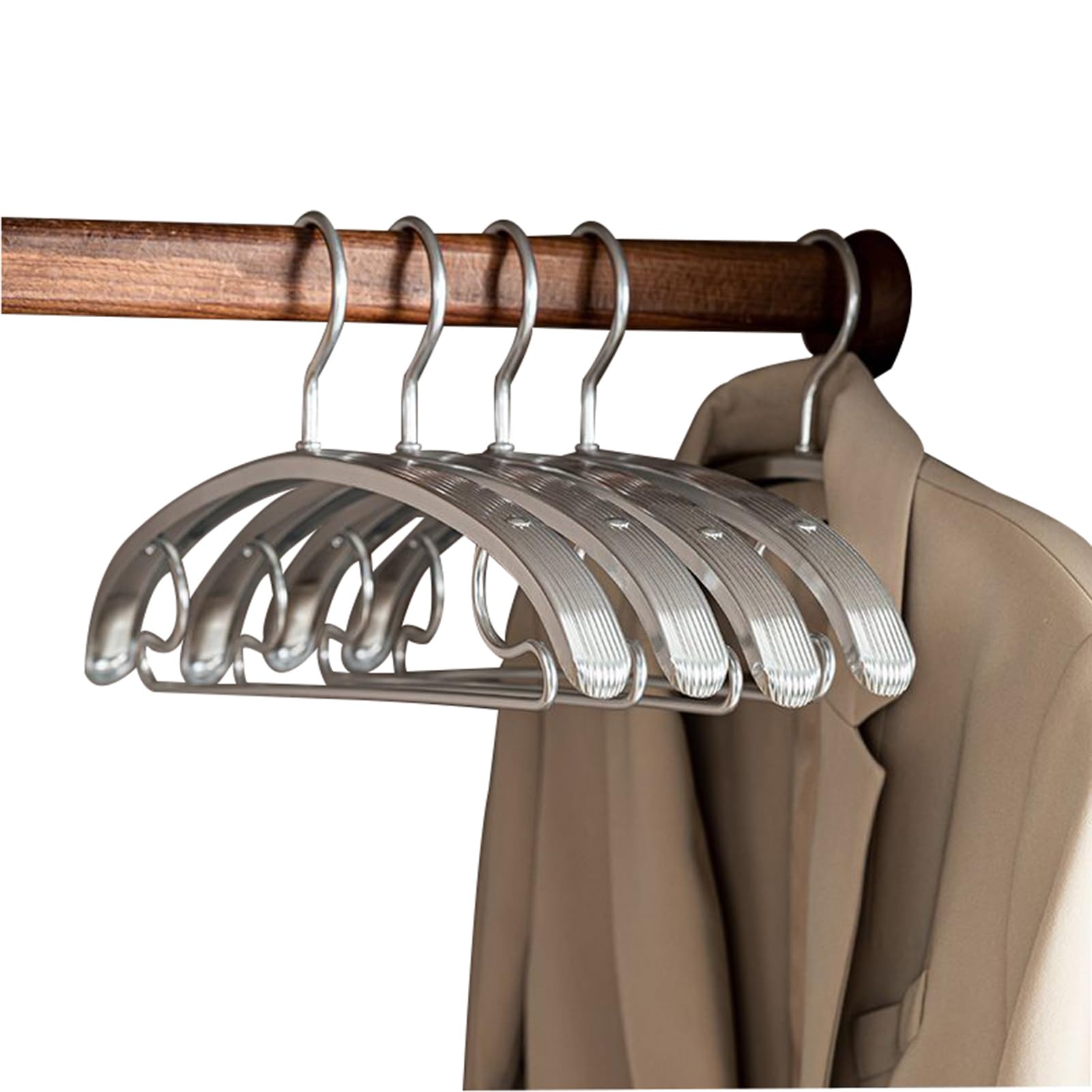 LTLWSH Aluminum Coat Hangers 5 Pack, 17" Extra Smooth & Durable Metal Shirt Dress Hanger, Light & Sturdy Metal Rack for Jacket Trouser Pant Slack,Silver