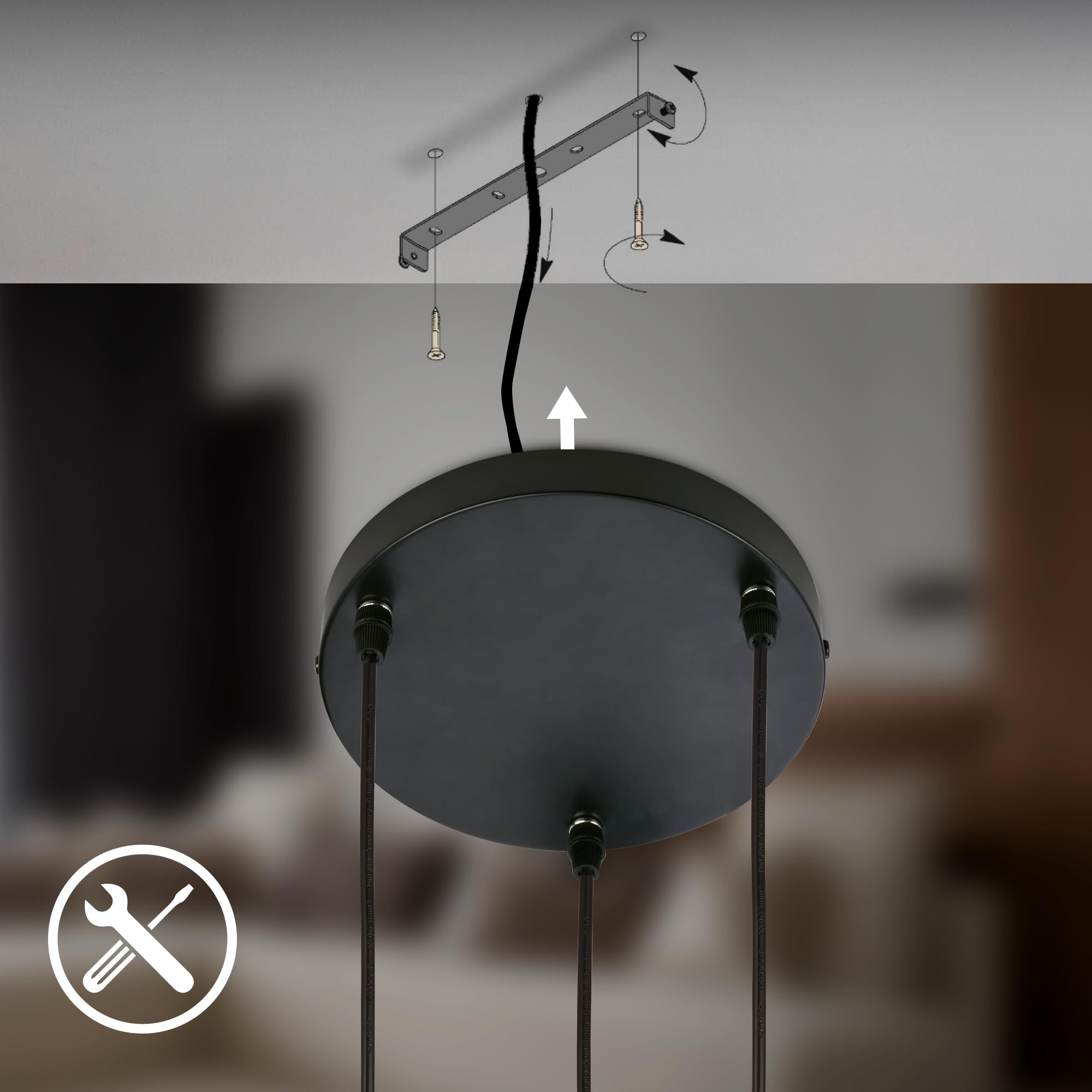Briloner - Lampadario A Sospensione 3 Luci GU10 Regolabile Nero 120 cm