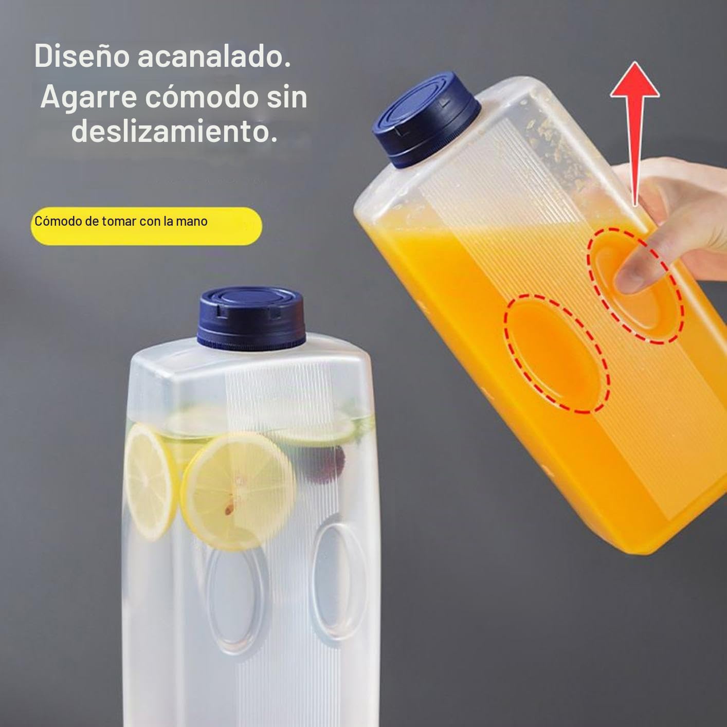 Jarra, jarra de frigorífico con tapa, 2 litros, transparente, 2 piezas, dispensador de bebidas con protección contra derrames con escala para té helado, agua, café, leche, senderismo, picnic