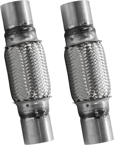 Miniatura 31 de Tubo flexible de escape, 2 x 8 x 12 pulgadas de longitud total, tubo flexible de doble trenza de acero inoxidable resistente 1 paquete