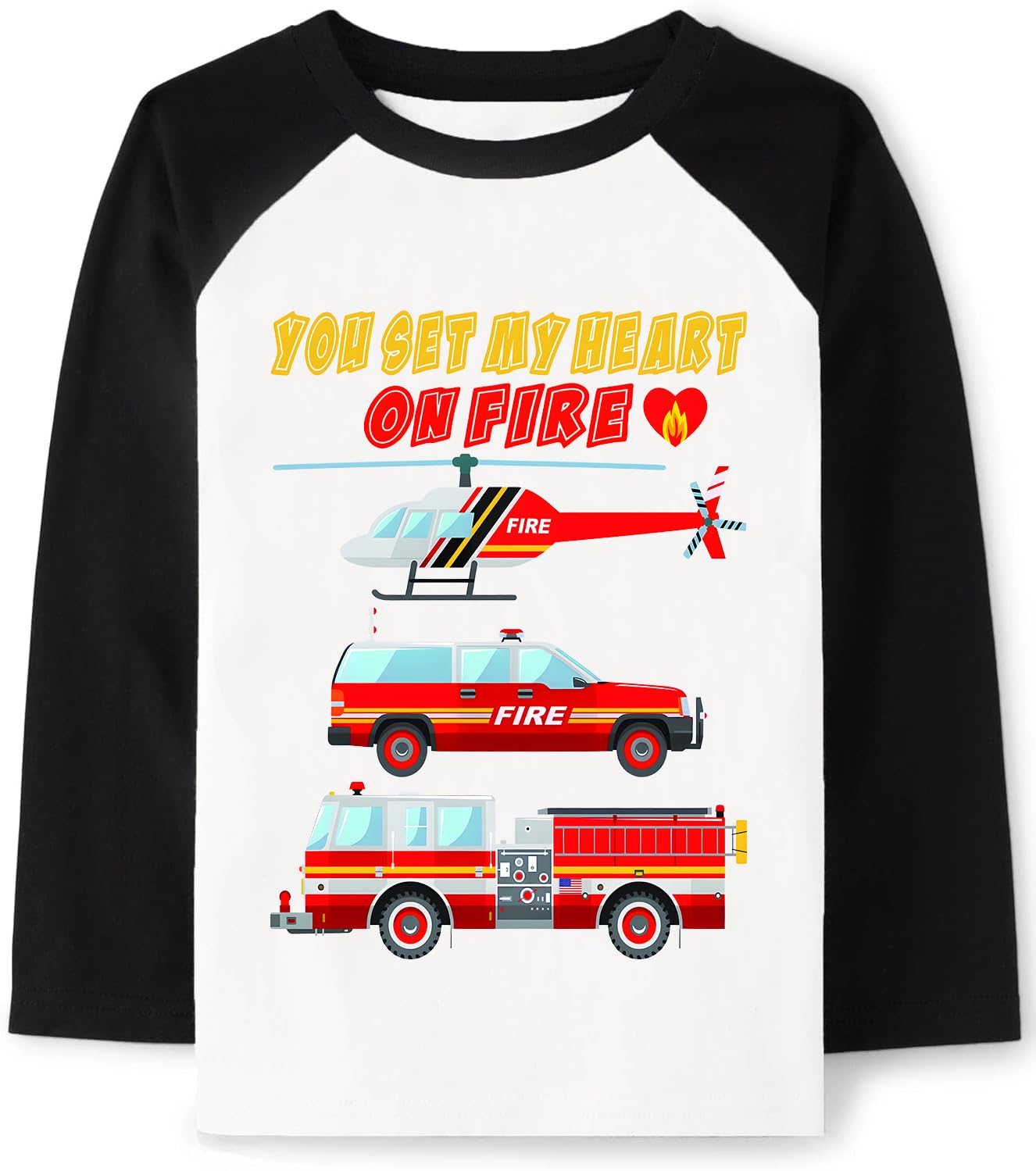Tkria Boys Girls Valentine Shirts Raglan Long Sleeve Monster Truck Dinosaur Candy Love Heart Tops for Kids 2-10T