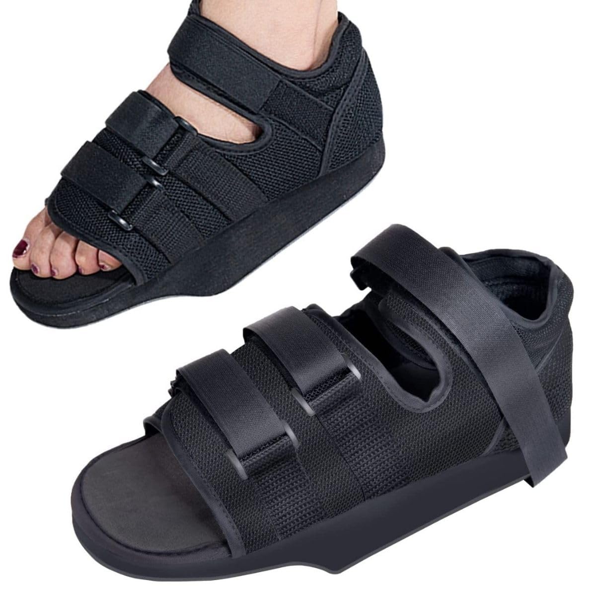 OrtoPrime Chaussure postopératoire au talon réglable - Chaussures orthopédiques pour opération du pied - Chaussure bilatérale post-chirurgicale (taille L (42-44)
